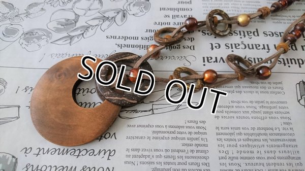 画像7: 【送料無料】【レザーネックレス】◆flower storm◆落ち着いてナチュラルな質感が魅力♪ ウッド＆ビーズ革紐ロングネックレス（アクセサリーレディース）