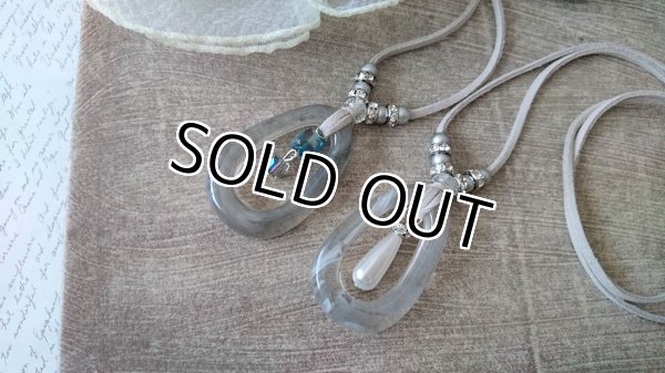 画像5: 【送料無料】【レザーネックレス】◆flower storm◆ビーズ＆ラインストーン使い革紐ロングネックレス 2型（アクセサリー パール レディース）