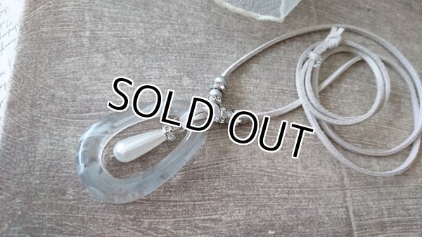 画像6: 【送料無料】【レザーネックレス】◆flower storm◆ビーズ＆ラインストーン使い革紐ロングネックレス 2型（アクセサリー パール レディース）