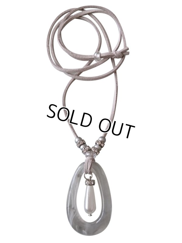 画像2: 【送料無料】【レザーネックレス】◆flower storm◆ビーズ＆ラインストーン使い革紐ロングネックレス 2型（アクセサリー パール レディース）