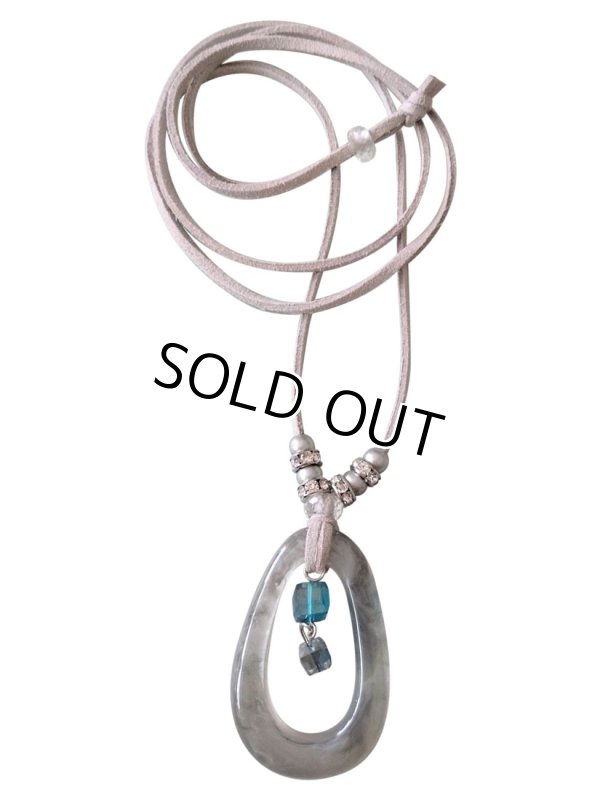 画像3: 【送料無料】【レザーネックレス】◆flower storm◆ビーズ＆ラインストーン使い革紐ロングネックレス 2型（アクセサリー パール レディース）