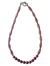 画像: 【送料無料】◆flower storm◆長さ42cm 天然白檀ウッドビーズ＆アクリル、ガラスビーズのショートネックレス モーヴ Mauve 金属アレルギー対応 (サンダルウッド 香木 天然 ステンレス TOHOビーズ アクセサリー チョーカー 日本製 メンズ レディース）