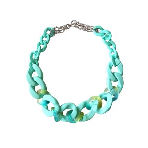 画像: 【送料無料】◆flower storm◆長さ約49cm アクリルチェーン ショートネックレス Turquoise Green （アクセサリー 大ぶり ボリューム 季節感 春夏 レディース  日本製））