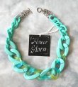 画像2: 【送料無料】◆flower storm◆長さ約49cm アクリルチェーン ショートネックレス Turquoise Green （アクセサリー 大ぶり ボリューム 季節感 春夏 レディース  日本製））