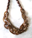 画像6: 【送料無料】◆flower storm◆長さ75cm 大ぶり こっくりブラウンの異素材ロングネックレス ウッド、アクリル、チェーン （アクセサリー 日本製 レディース） 