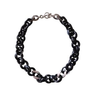 画像: 【送料無料】◆flower storm◆長さ約44cm アクリルチェーン ショートネックレス Black×Silver  （アクセサリー ボリューム レディース  日本製)
