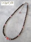 画像7: 【送料無料】◆flower storm◆長さ52~57cm 天然石ストロベリークォーツ、水晶＆ライス型ウッドビーズのネックレス Brown×Red アジャスター付 ( パワーストーン 天然木 TOHOビーズ ステンレス アクセサリー 日本製 レディース ） 
