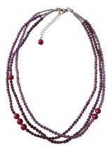 画像: 【送料無料】◆flower storm◆長さ51~56cm 天然石ルビージェイドと3種のビーズのモーヴ色3連ネックレス  アジャスター付 ( パワーストーン 翡翠 ヒスイ アクリル TOHO 真鍮 ステンレス アクセサリー 日本製 レディース ） 