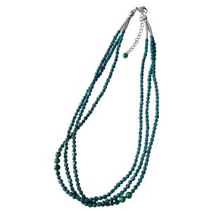 画像: 【送料無料】◆flower storm◆長さ51~56cm 天然石マラカイトと3種のビーズのティールカラー3連ネックレス  アジャスター付 ( パワーストーン 孔雀石 アクリル TOHO 真鍮 ステンレス アクセサリー 日本製 レディース ）