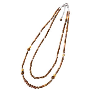 画像: 【送料無料】◆flower storm◆長さ59~64cm 天然石イエロータイガーアイ、ゴールデンタイガーアイ、ゴールドシトリン＆ウッドビーズの２連ネックレス  アジャスター付 ( パワーストーン 虎目石 黄水晶 木製 TOHO ステンレス アクセサリー 日本製 ） 