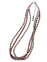 画像: 【送料無料】◆flower storm◆長さ51~56cm マルチカラー ウッド＆スワロフスキービーズ3連ネックレス アジャスター付 (アクセサリー 木製 スワロ SWAROVSKI  ラインストーン TOHOビーズ ステンレス 日本製 ）