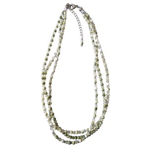 画像: 【送料無料】◆flower storm◆長さ47~52cm ニュアンスカラー4種のガラスビーズ3連ネックレス アジャスター付 モーヴ/セージ(アクセサリー ステンレス TOHOビーズ MIYUKIビーズ 日本製 ）