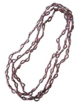 画像: 【送料無料】◆flower storm◆長さ約150cm モーヴ系ニュアンスカラーガラスビーズ ロングネックレス モーヴピンク 金属不使用(アクセサリー TOHOビーズ MIYUKIビーズ 日本製 レディース メンズ）