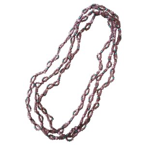 画像: 【送料無料】◆flower storm◆長さ約150cm モーヴ系ニュアンスカラーガラスビーズ ロングネックレス モーヴピンク 金属不使用(アクセサリー TOHOビーズ MIYUKIビーズ 日本製 レディース メンズ）