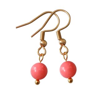 画像: 【送料無料】【ピアス】◆flower storm◆3月誕生石 ピンク珊瑚のサージカルステンレスフック(SUS316/K18GP) 約6mm ピンクコーラル（珊瑚 サンゴ パワーストーン アレルギー対応 日本製 ）