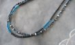 画像5:  【送料無料】◆flower storm◆長さ46cm グレー×濃ブルーのビーズ2連ネックレス ( アクセサリー ガラス製 真鍮製 ステンレス製 変色防止 レディース メンズ 日本製)
