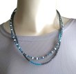 画像3:  【送料無料】◆flower storm◆長さ46cm グレー×濃ブルーのビーズ2連ネックレス ( アクセサリー ガラス製 真鍮製 ステンレス製 変色防止 レディース メンズ 日本製)