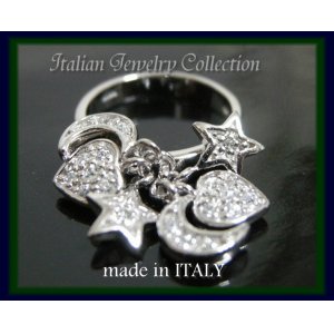 画像: 【イタリア製】【SILVER925】デザインアクセサリー◆CZリング＊Star & Moon & Heart motif＊silver925キュービックジルコニア