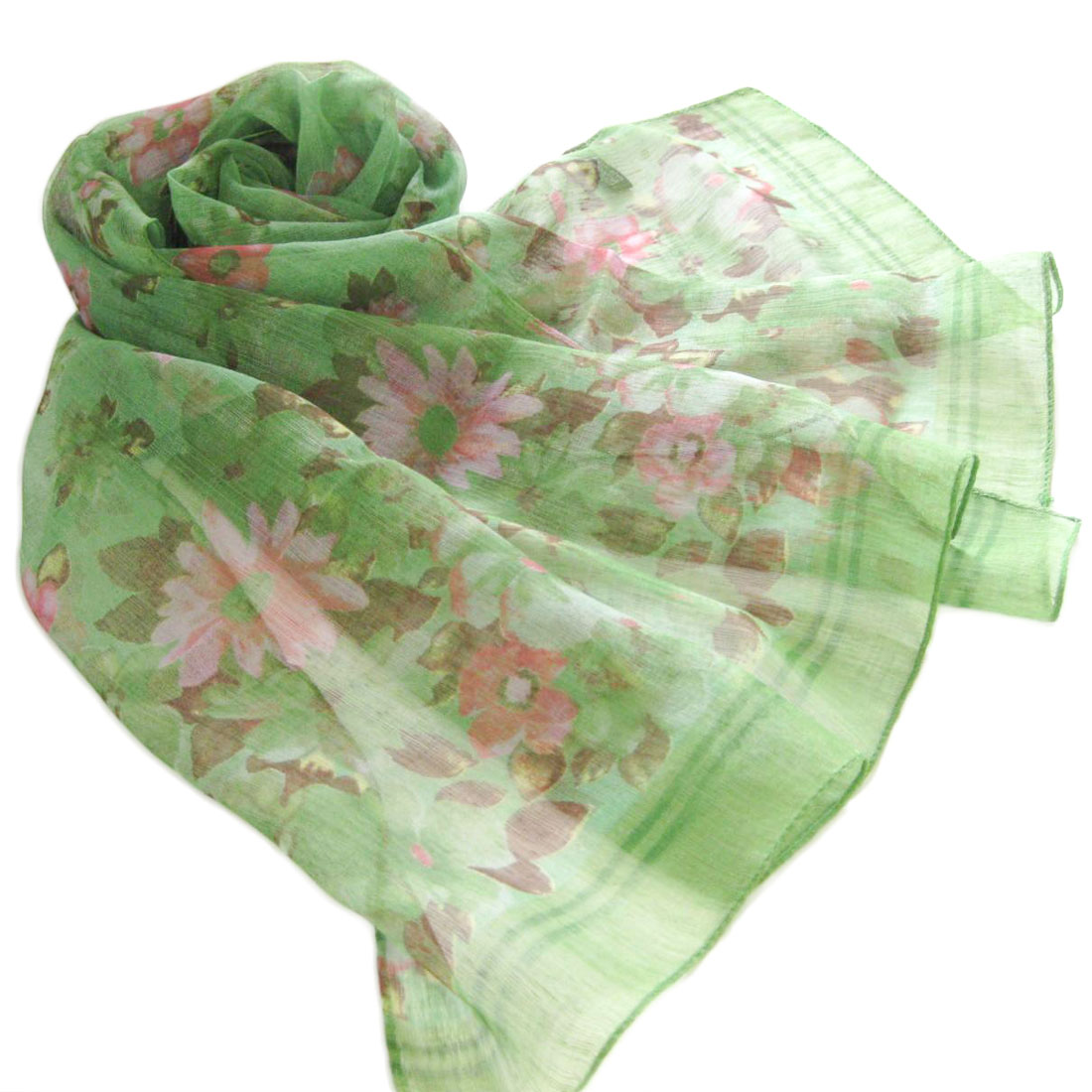 画像: 【春夏ストール】透ける軽やかなシフォン！優しいカラーの花柄ロングスカーフ 3色