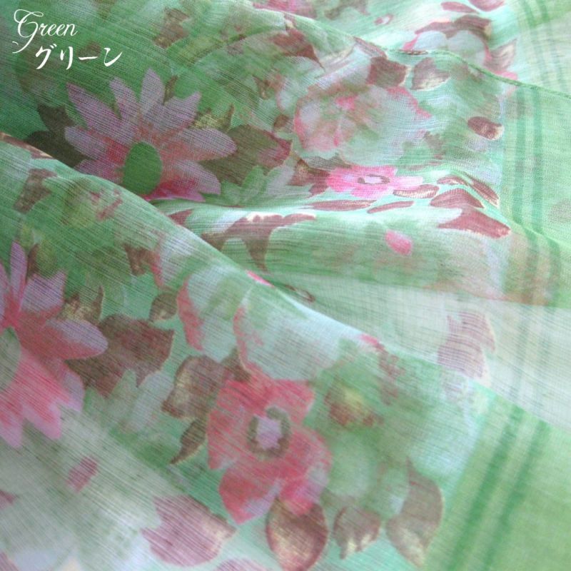 画像5: 【春夏ストール】透ける軽やかなシフォン！優しいカラーの花柄ロングスカーフ 3色