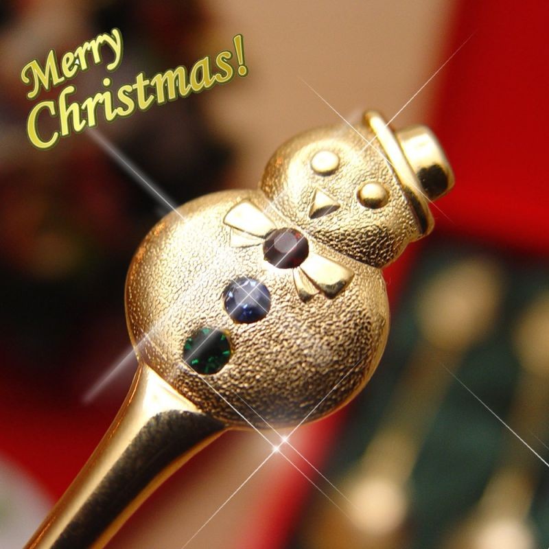 画像3: クリスマスギフトにも♪Snow Dreamカトラリーセット★スワロフスキークリスタルが付いたスプーン5本セット
