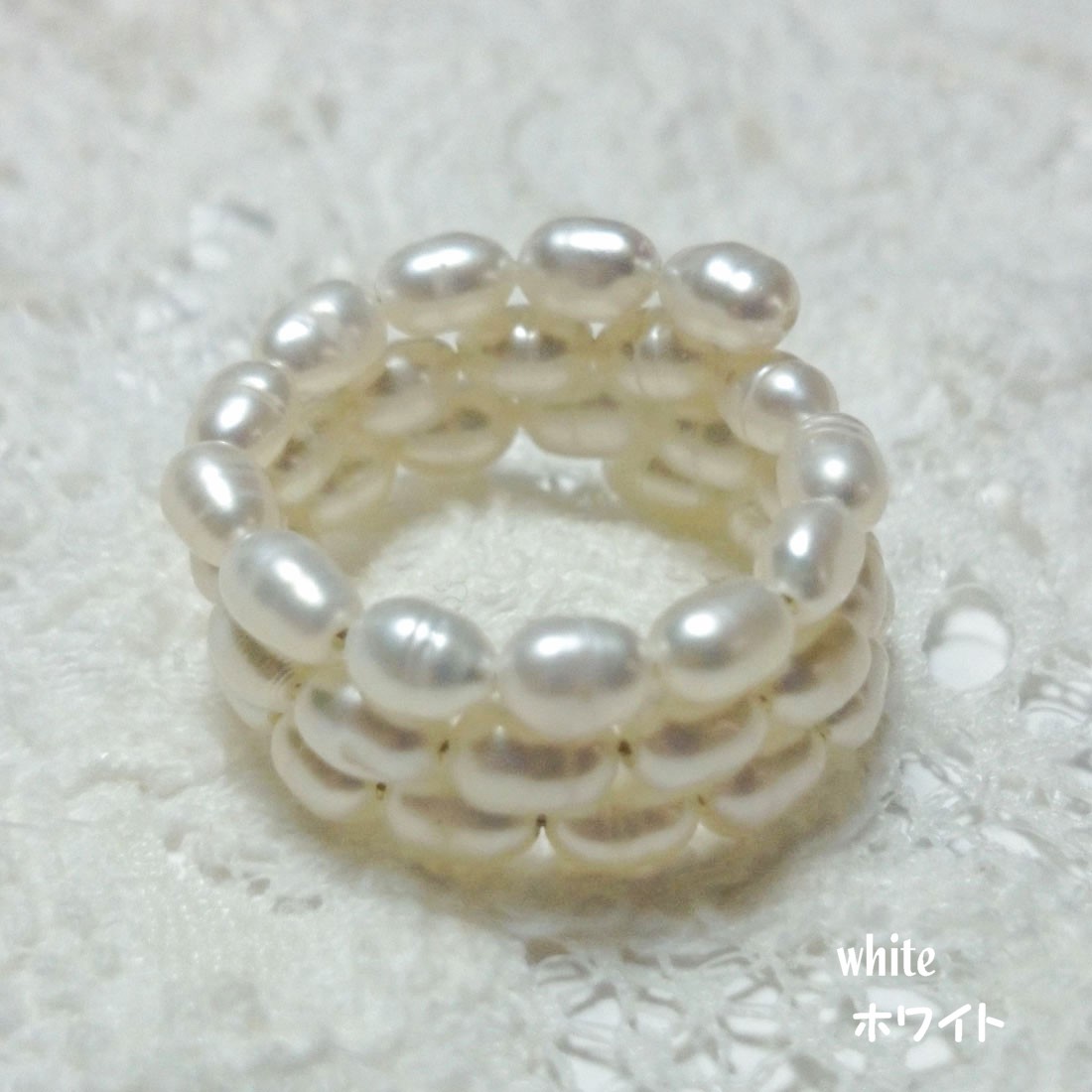 画像: 小さな真珠を連ねたキュートなリング♪ 【本真珠】淡水真珠 パールリング 3.0-3.5mm BC　＜品質保証書付＞