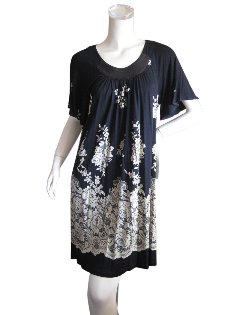 アルテソワ Arte Soie フラワーレースプリント ストレッチカットソーワンピース 11号 送料無料 ジュエリーとアクセサリーの 栞 しおり