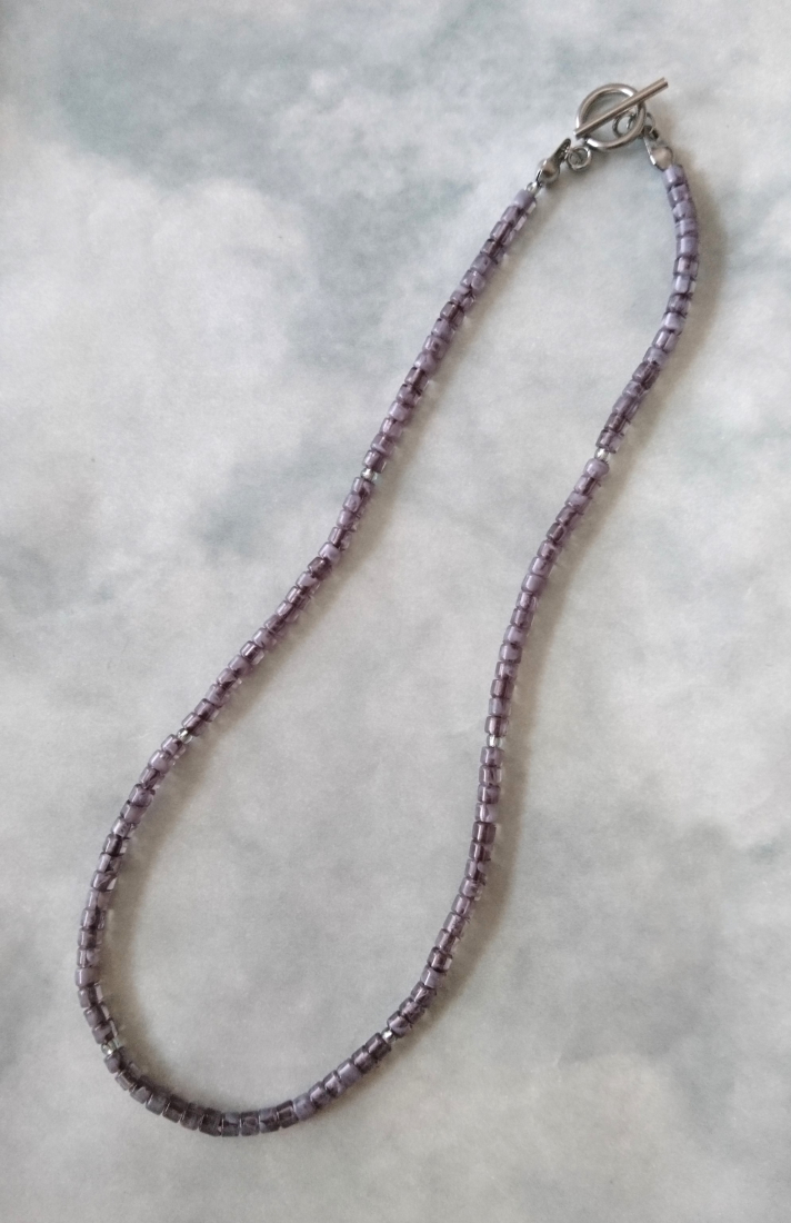 画像8:  【送料無料】◆flower storm◆長さ42cm アクリル樹脂ビーズ＆ガラスビーズのショートネックレス グレーグラデーション 金属アレルギー対応 ( ステンレス TOHOビーズ アクセサリー 日本製 メンズ レディース）