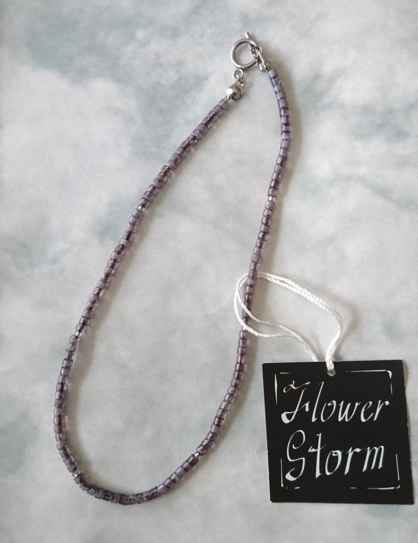 画像6:  【送料無料】◆flower storm◆長さ42cm アクリル樹脂ビーズ＆ガラスビーズのショートネックレス グレーグラデーション 金属アレルギー対応 ( ステンレス TOHOビーズ アクセサリー 日本製 メンズ レディース）