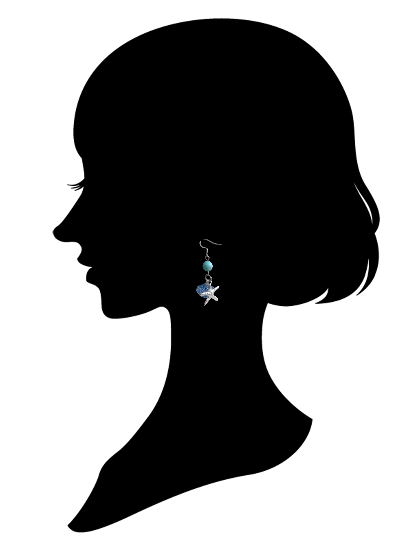画像: 【送料無料】【ピアス】◆flower storm◆8mm ターコイズとヒトデ、シェルのサージカルステンレス製フックピアス 金属アレルギー対応（アクセサリー 夏 海 天然石 パワーストーン ラッキーモチーフ 日本製）
