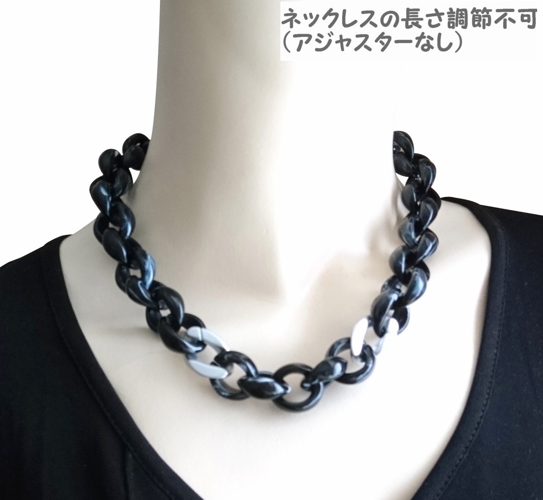 画像7: 【送料無料】◆flower storm◆長さ約44cm アクリルチェーン ショートネックレス Black×Silver  （アクセサリー ボリューム レディース  日本製)