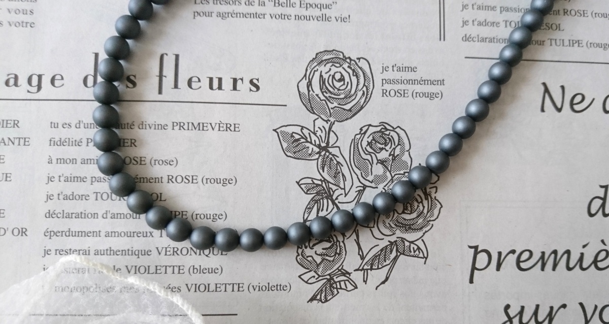 画像5: 【送料無料】◆flower storm◆長さ42~47cm 日本製樹脂パール 艶消し6mm ネックレス ダークグレー アジャスター付 (つや消し ユリア樹脂 アクリルパール ステンレス アクセサリー ビーズネックレス）