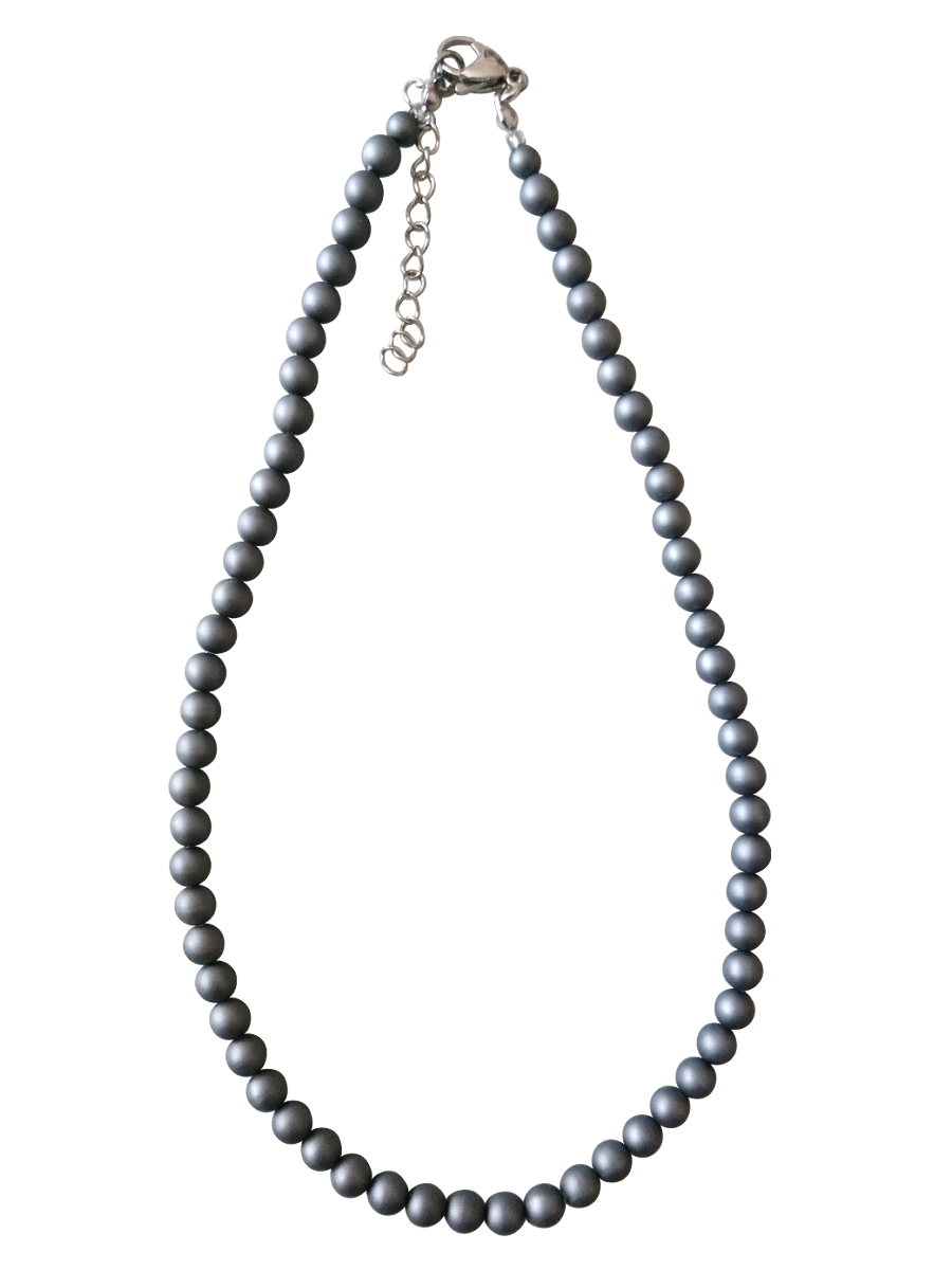 画像: 【送料無料】◆flower storm◆長さ42~47cm 日本製樹脂パール 艶消し6mm ネックレス ダークグレー アジャスター付 (つや消し ユリア樹脂 アクリルパール ステンレス アクセサリー ビーズネックレス）