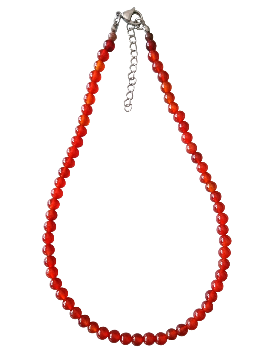 画像1: 【送料無料】◆flower storm◆長さ42~46cm 天然石 カーネリアン6mm ネックレス アジャスター付 (7月誕生石 赤メノウ ステンレス アクセサリー 日本製 メンズ レディース）