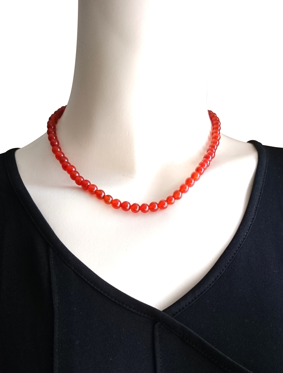 画像7: 【送料無料】◆flower storm◆長さ42~46cm 天然石 カーネリアン6mm ネックレス アジャスター付 (7月誕生石 赤メノウ ステンレス アクセサリー 日本製 メンズ レディース）