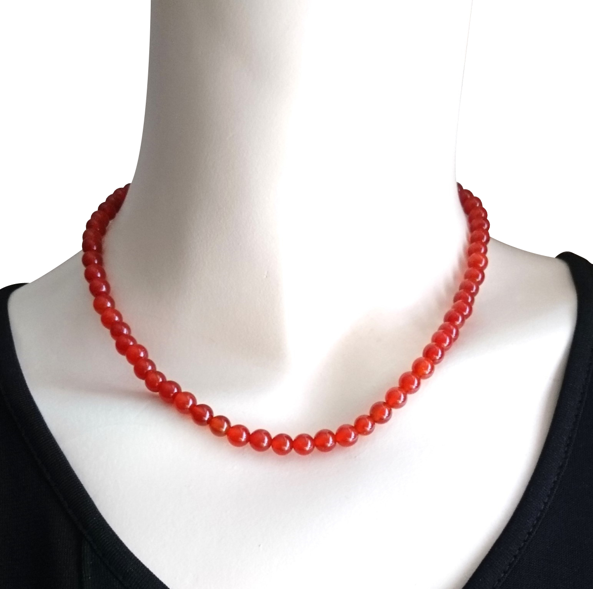 画像: 【送料無料】◆flower storm◆長さ42~46cm 天然石 カーネリアン6mm ネックレス アジャスター付 (7月誕生石 赤メノウ ステンレス アクセサリー 日本製 メンズ レディース）