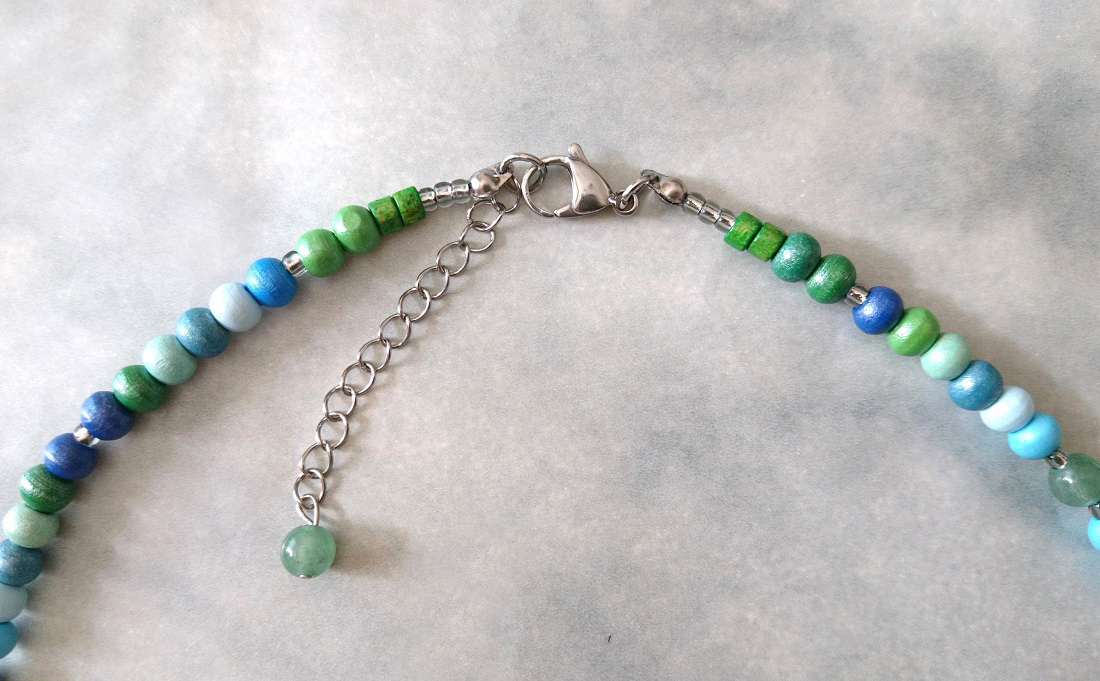 画像6: 【送料無料】◆flower storm◆長さ52~57cm 天然石グリーンアベンチュリン、水晶＆ウッドビーズのネックレス マルチカラーグリーン系 アジャスター付 ( パワーストーン 天然木 TOHOビーズ ステンレス アクセサリー 日本製 メンズ レディース） 