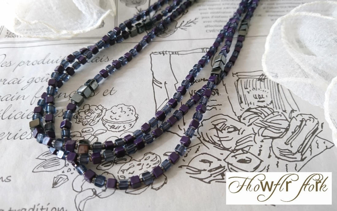 画像8: 【送料無料】◆flower storm◆長さ51~56cm 天然石ヘマタイトと3種のビーズの3連ネックレス  アジャスター付 ( パワーストーン  赤鉄鉱 アクリル TOHO 真鍮 ステンレス アクセサリー 日本製 ）