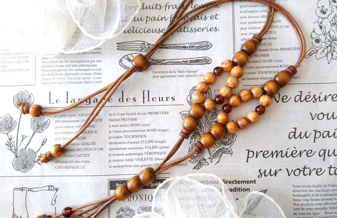 画像5: 【送料無料】◆flower storm◆ウッドのぬくもりとナチュラル感で魅せる♪異素材ビーズ使いロングネックレス アジャスター付（アクセサリー 天然木 TOHO  日本製）