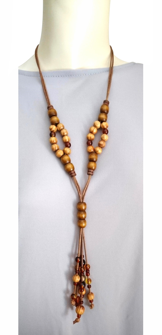 画像4: 【送料無料】◆flower storm◆ウッドのぬくもりとナチュラル感で魅せる♪異素材ビーズ使いロングネックレス アジャスター付（アクセサリー 天然木 TOHO  日本製）