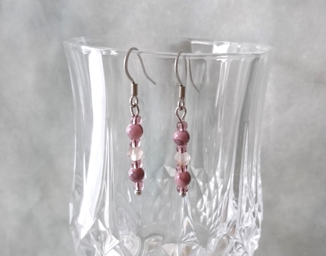 画像12: 【送料無料】◆flower storm◆ニュアンスカラーガラスビーズのステンレス製フックピアス モーヴ/セージ(アクセサリー サージカルステンレス  TOHOビーズ 日本製 ） 