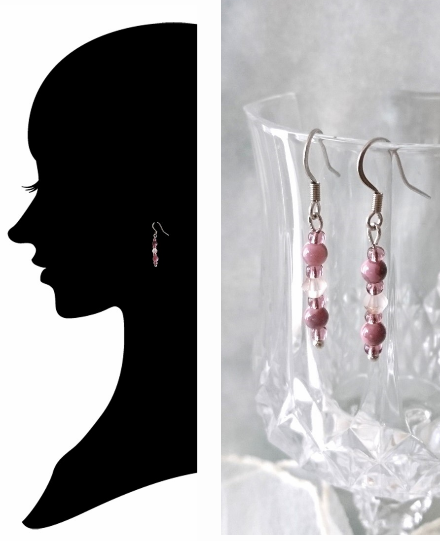 画像: 【送料無料】◆flower storm◆ニュアンスカラーガラスビーズのステンレス製フックピアス モーヴ/セージ(アクセサリー サージカルステンレス  TOHOビーズ 日本製 ） 