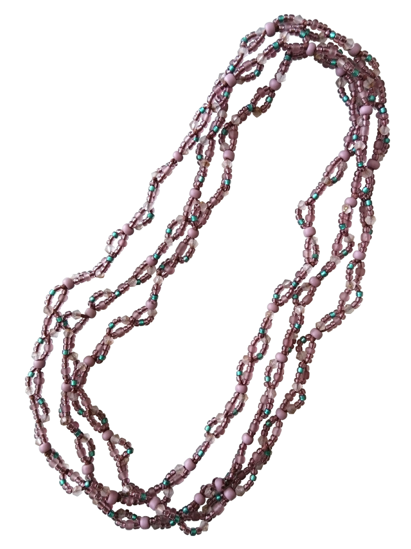 画像1: 【送料無料】◆flower storm◆長さ約150cm モーヴ系ニュアンスカラーガラスビーズ ロングネックレス モーヴピンク 金属不使用(アクセサリー TOHOビーズ MIYUKIビーズ 日本製 レディース メンズ）